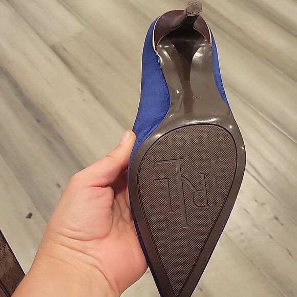 Ralph Lauren Blue Suede 4 In Classic Heels - Picture 2 of 7